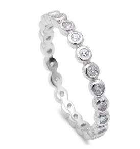 FREE SHIPPING**Solid Sterling Silver"New!**Eternity Simulated Diamond Round Cut Ring