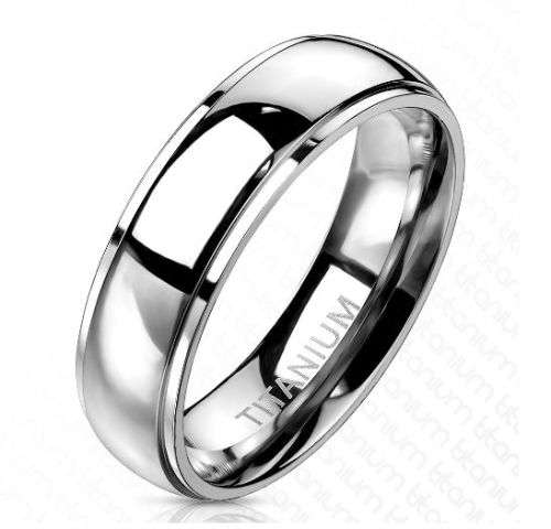 SOLID TITANIUM Bevelled Edged Wedding Band