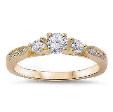 FREE SHIPPING**SOLID STERLING SILVER Trilogy Gold Overlay Petite Engagement Ring