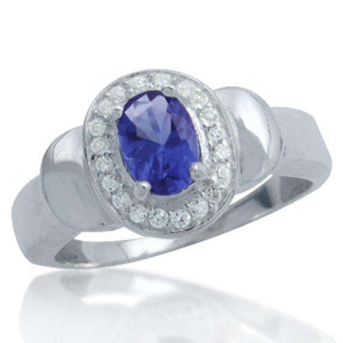 **International Shipping**Tanzanite Blue CZ & White CZ 925 Sterling Silver Vintage Style Ring