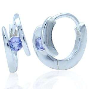 **R175 Fully insured intl Shipping**Natural Tanzanite 925 Sterling Silver Baby Huggie Earrings