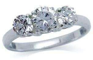 **1.16CT STUNNING CREATED DIAMONDS! SOLID STERLING SILVER TRILOGY RING 6