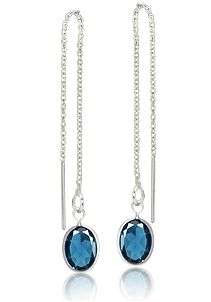 **FAST LOCAL SHIPPING***2.62ctw!!! London Blue Topaz Silver Threader Earrings
