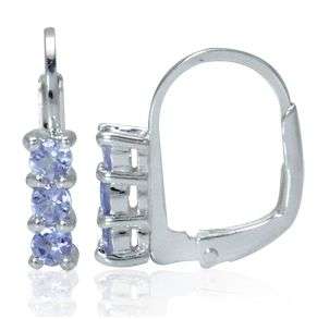 R290 Fully insured intl Shipping**Stunning 1ct. 3-Stone Tanzanite 925 Silver Huggie Earrings