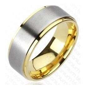 **STRIKINGLY ELEGANT! BEAUTIFUL GOLDEN EDGES ACCENTED SOLID TITANIUM MATT CENTRE WEDDING BAND