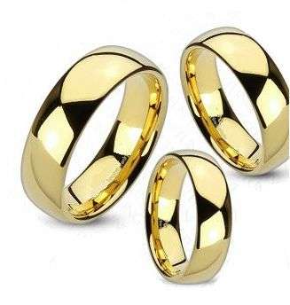 **SATIN SMOOTH STAINLESS GOLD IP TRADITIONAL WEDDING RING