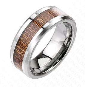 **FREE SHIPPING!!**Brand New Item!**Tungsten Carbide Super Gloss Wood inlay wedding band