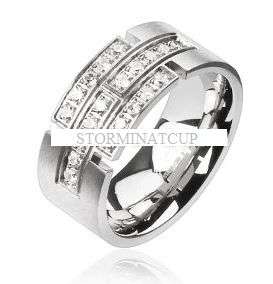 **FREE SHIPPING!!!**NEW!! MENS DESIGNER PRONG VS CZ STAINLESS WEDDING RING