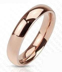 **FREE SHIPPING**SOLID TITANIUM ROSE GOLD IP TRADITIONAL STYLE 4MM RING