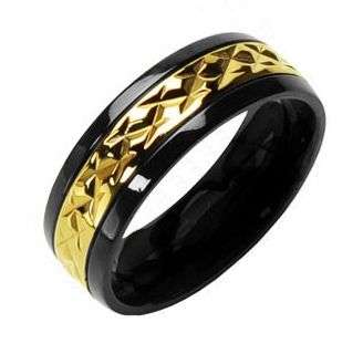 **FREE SHIPPING!**SOLID TITANIUM RING 2 TONE GOLDEN CENTRE ACCENTS WEDDING RING
