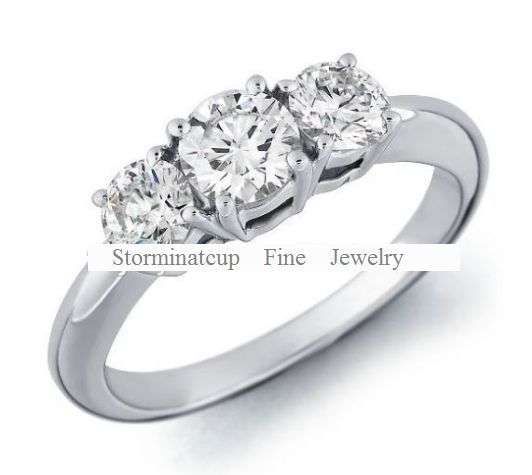 FREE SHIPPING**SOLID .925 STERLING SILVER!**Stunning 1.10 Carat Sim. Diamond Brilliant Round Trilogy