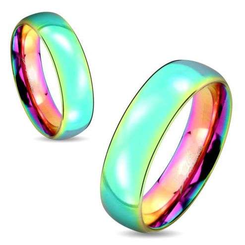 **Dome Rainbow Pride IP Stainless Steel Ring