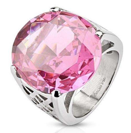 *FAST Local Shipping! "Huge Impressive Pink Sapphire Cz Cast Ring