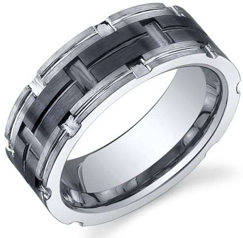 **R2750!**FABULOUS 2 TONE MULTI LAYER TUNGSTEN CARBIDE DESIGNER RING