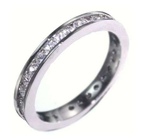 **SOLID STERLING SILVER** Superb 1.40 Carat Sim. Diamond Channel Eternity Ring