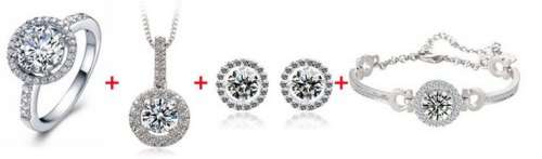 Stunning Set of Halo Pendant, Ring, Bracelet and Earrings!!