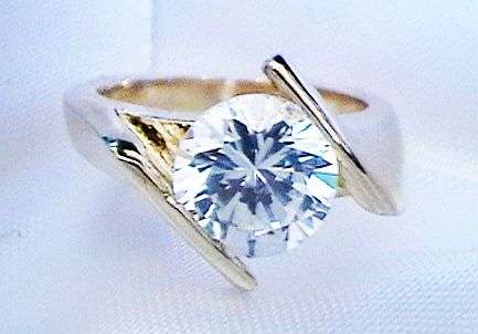 SEXY SOLITAIRE!!! - CZ DIAMONDS SET IN 18K YELLOW  GOLD GP