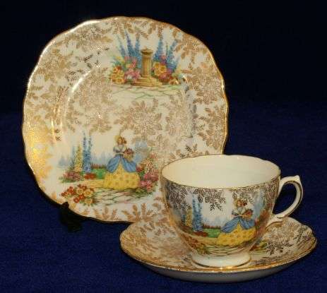 COLCLOUGH: 'Lady in the Garden' Trios- Fantastic Gold Chitz Items! (1 of 5)