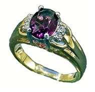 PRETTY AMETHYST RING!!! -ROUND BRILLIANT CUT CZ DIAMOND SET IN 18K WHITE  GOLD GP size 7