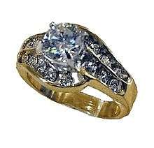 STUNNING CROSSOVER DIAMOND RING!!! - CZ DIAMONDS SET IN 18K YELLOW  GOLD GP size 4