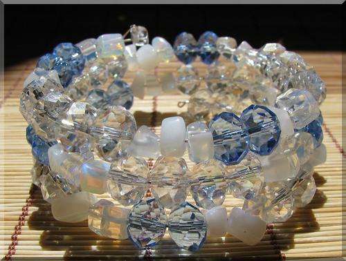 SUPERBELY HANDCRAFTED 3 STRAND GENUINE CRYSTAL BRACELET