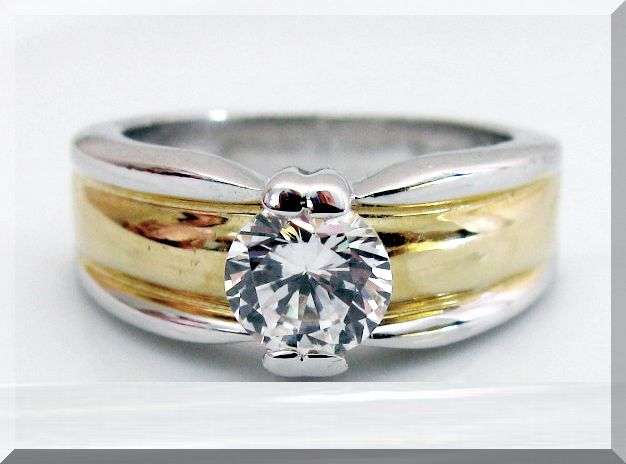 1.05CTW DECADENT SOLITAIRE BRILLIANT DIAMOND CUT ENGAGEMENT RING SET IN 18K  GOLD GP SIZE 4