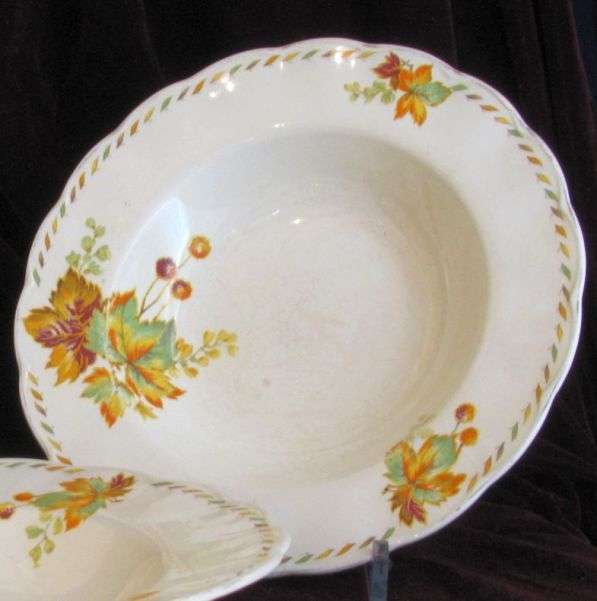 GRINDLEY: "Creampetal" Rimmed Soup Bowls (2 in lot).  Take a moment and come have a look!