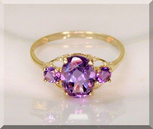 SOLID GOLD!!! 1.4 CT NATURAL MINED AMETHYST & TOPAZ SET IN 9K SOLID GOLD