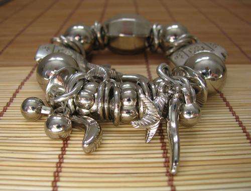 CHUNKY TIBETAN SILVER SUPERBELY HANDCRAFTED CHARMS BRACELET