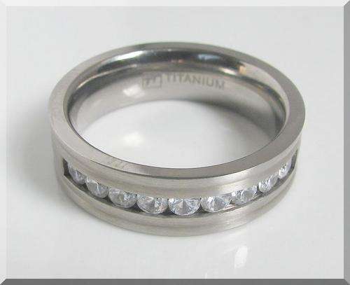 SATIN FINISH - MENS 1.00CTW ETERNITY TITANIUM STEEL WEDDING RING - SIZE 12