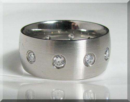 MENS 0.50CTW ETERNITY STAINLESS STEEL WEDDING RING - SIZE 9