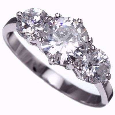 **50% REDUCED SHIPPING!**2.80CT CREATED DIAMONDS! GENUINE 18K GOLD PLATED TRILOGY BRIDAL RING size 7