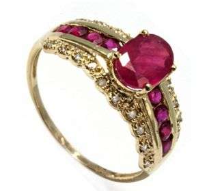 ELEGANT RUBY AND DIAMOND RING .....NATURAL  GEMS  SET IN 10k SOLID  GOLD