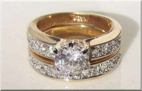 1.50CTW BRILLIANT ENGAGEMENT "WEDDING RING SET" BONDED IN 18 WHITE GOLD size 5