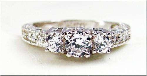 1.90 CTW TRILOGY DIAMOND TRILOGY CLUSTER ENGAGEMENT RING size 9