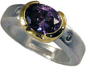 STUNNING AMETHYST RING!!! -ROUND OVAL CUT CZ AMETHYST SET IN 18K WHITE  GOLD GP size 9