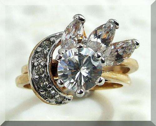 2.02CTW BRILLIANT ENGAGEMENT "WEDDING RING SET" 18 GOLD GP size 5