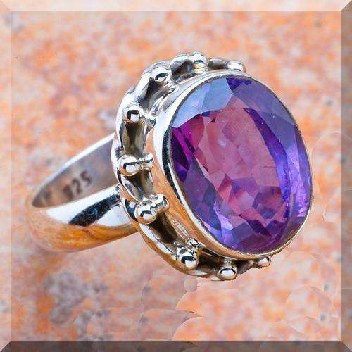 6CT AMETHYST SET IN SOLID STERLING SILVER RING size 6.5