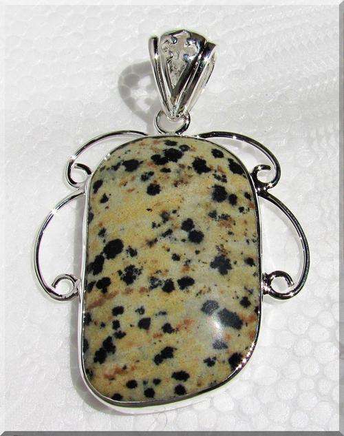 **50% REDUCED SHIPPING!**LOVELY SOLID STERLING SILVER LEOPARD JASPER PENDANT!!!