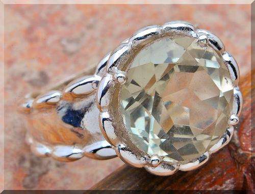 HUGE  GREEN AMETHYST!!!  SET IN SOLID STERLING SILVER RING size 7