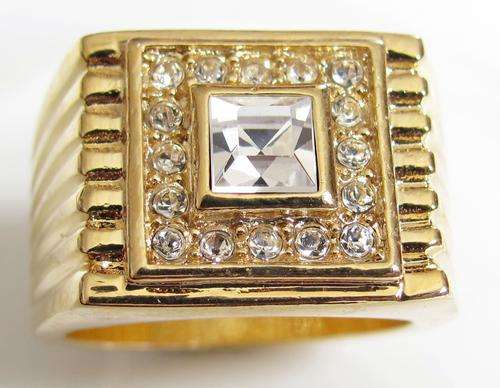 **50% REDUCED SHIPPING!**3.40CT MENS DESIGNER CUBIC ZIRCONIA 18K GOLD PLATED RING size 13