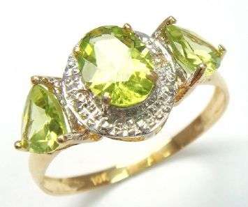 **INTERNATIONAL SHIPPING!*SOLID GOLD!!! 0.92 CTS NATURAL PERIDOTS AND DIAMONDS SET IN 10K SOLID GOLD