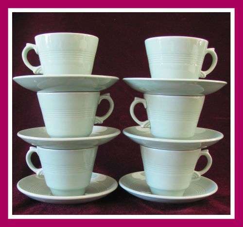 6 Cute Demitasse Duos by Woods ware with "Beryl" Pattern! Have a Look!