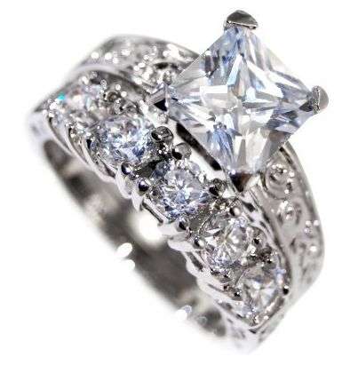 **U.S. SHIPPING!**3.50CTW STUNNING VICTORIAN "WEDDING RING SET" size 5