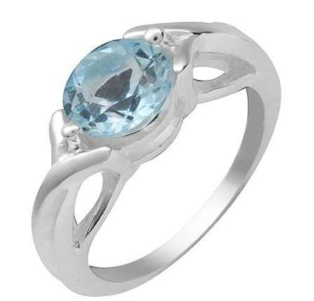 **INTERNATIONAL SHIPPING!!!** NATURAL BLUE TOPAZ  IN ELEGANTLY STYLED .925 STERLING SILVER SIZE 8