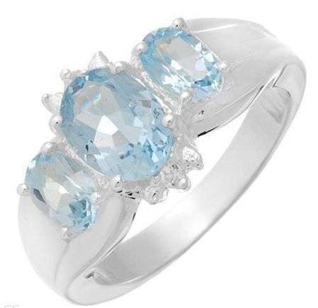 **INTERNATIONAL SHIPPING!!!** NATURAL BLUE TOPAZ  IN ELEGANTLY STYLED .925 STERLING SILVER SIZE 8