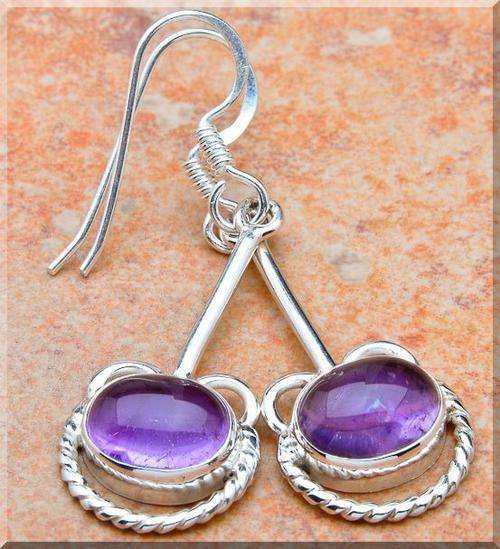 **INTERNATIONAL SHIPPING!**AMETHYST EARRINGS!!! SET IN SOLID STERLING SILVER