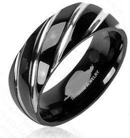 **INTERNATIONAL SHIPPING!**STUNNING BLACK TITANIUM TWIST SATIN FINISH RING size 14
