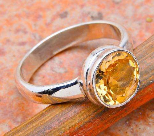 **SIZZLING CITRINE!!!  SET IN SOLID STERLING SILVER RING size 8.75