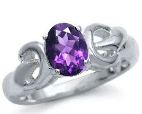 **1.00CTW GENUINE AMETHYST IN FILIGREE ELEGANTLY STYLED .925 SOLID STERLING SILVER SIZE 7
